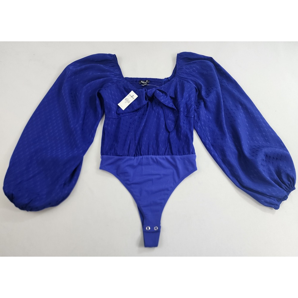 Express blouse bodysuit womens XS blue 08658025 31041300 stretch $70 ladies